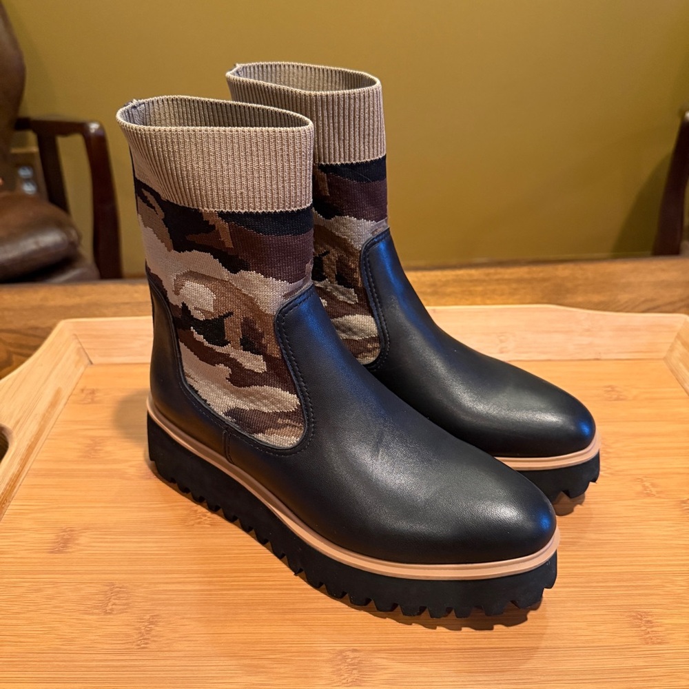 Stylish Black and Camouflage Ankle Booties